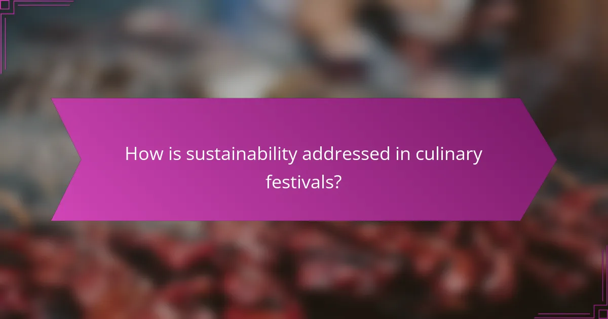 How is sustainability addressed in culinary festivals?