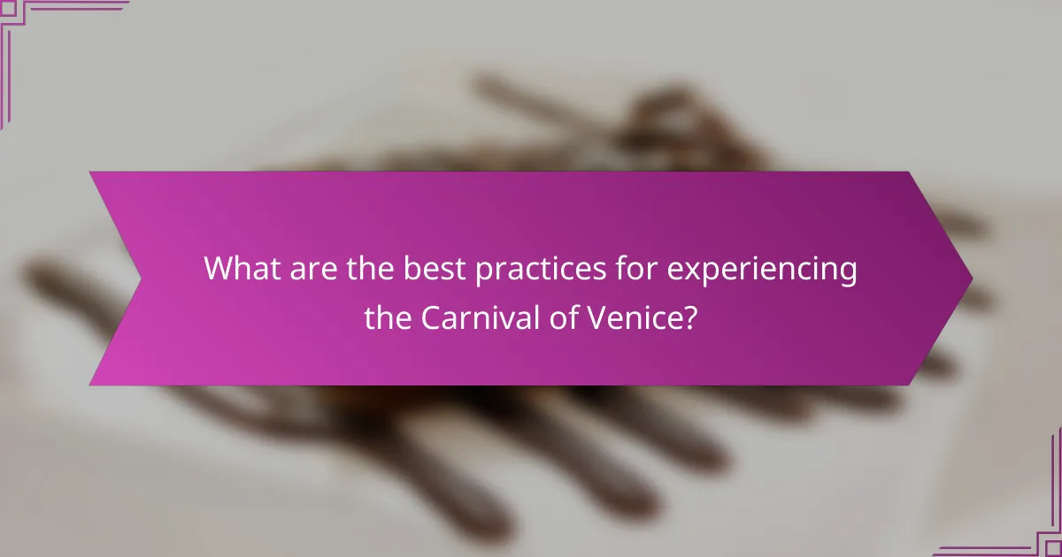 What are the best practices for experiencing the Carnival of Venice?
