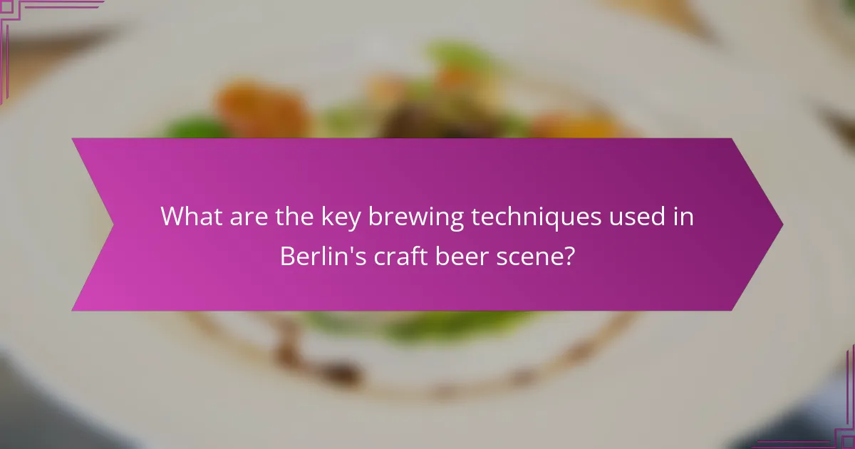 What are the key brewing techniques used in Berlin's craft beer scene?