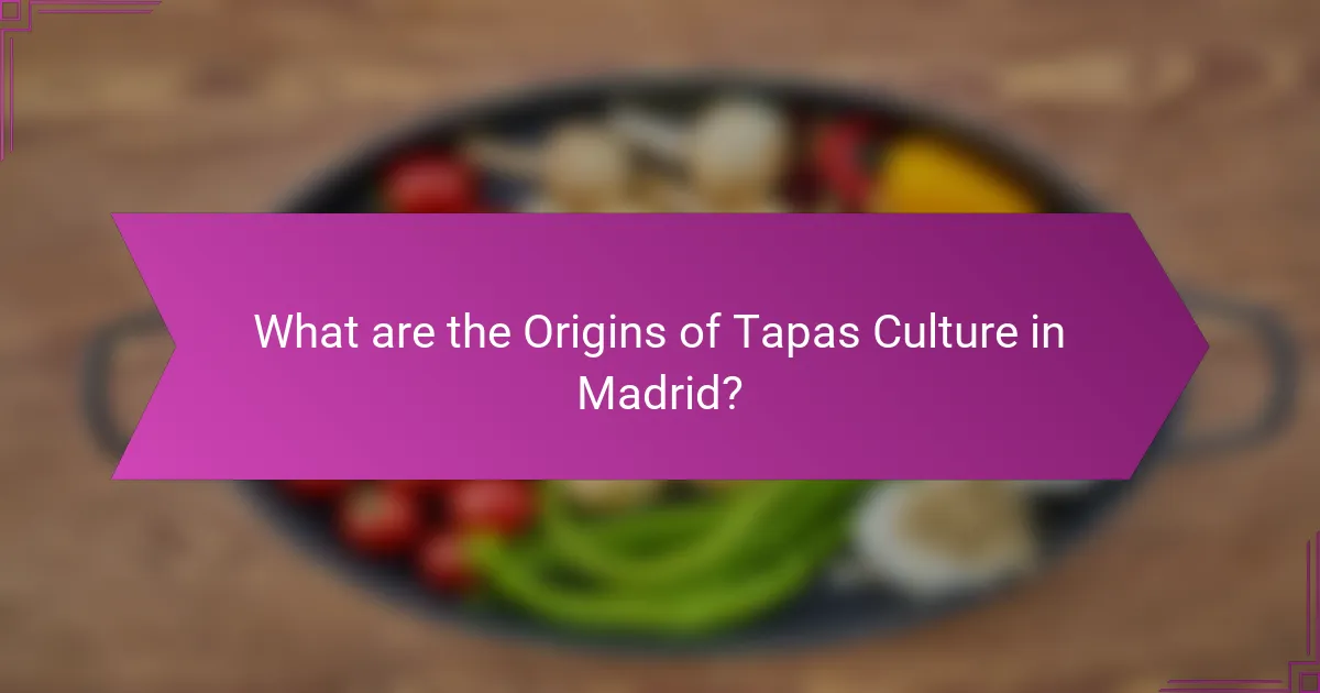 What are the Origins of Tapas Culture in Madrid?