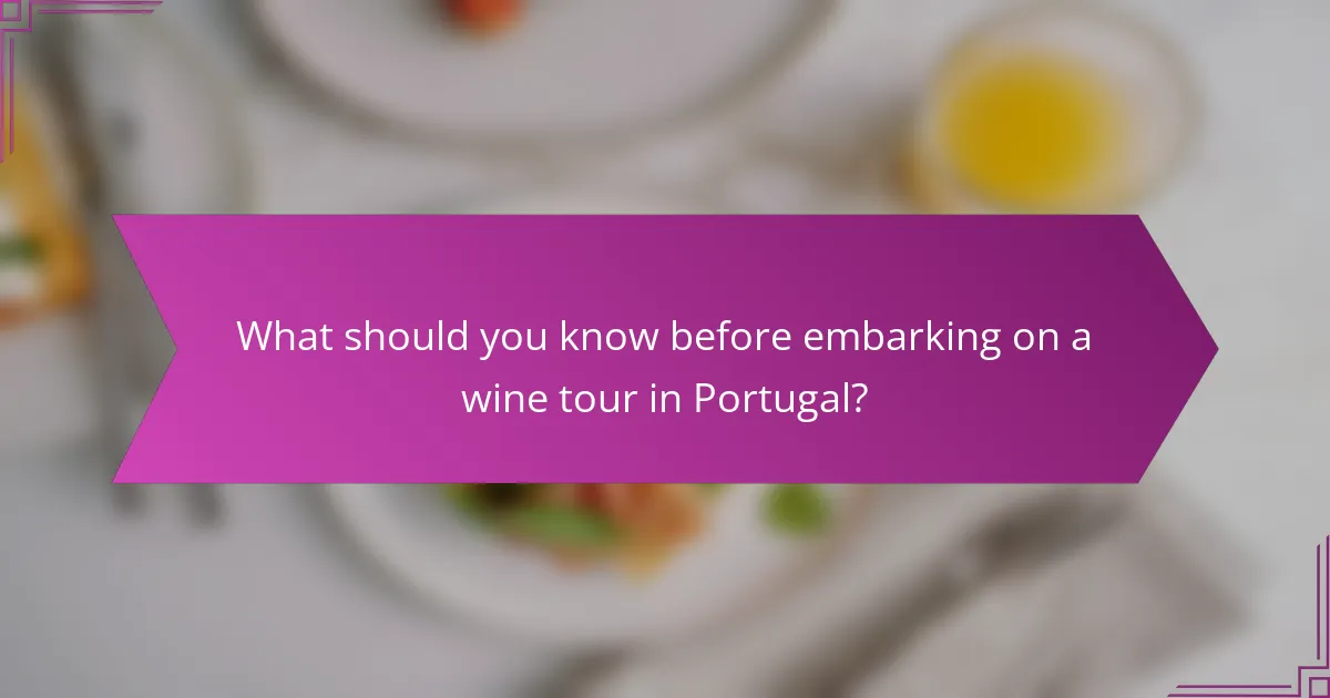 What should you know before embarking on a wine tour in Portugal?