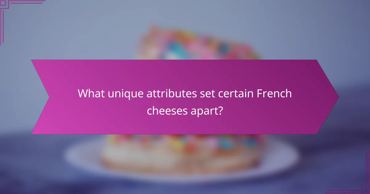 What unique attributes set certain French cheeses apart?